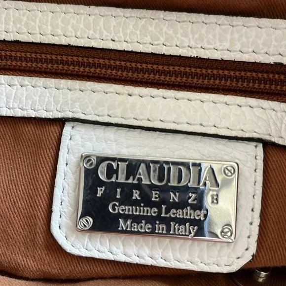 Claudia Firenze Pebbled Leather Tote Bag Made Italy Straw - Picture 7 of 8